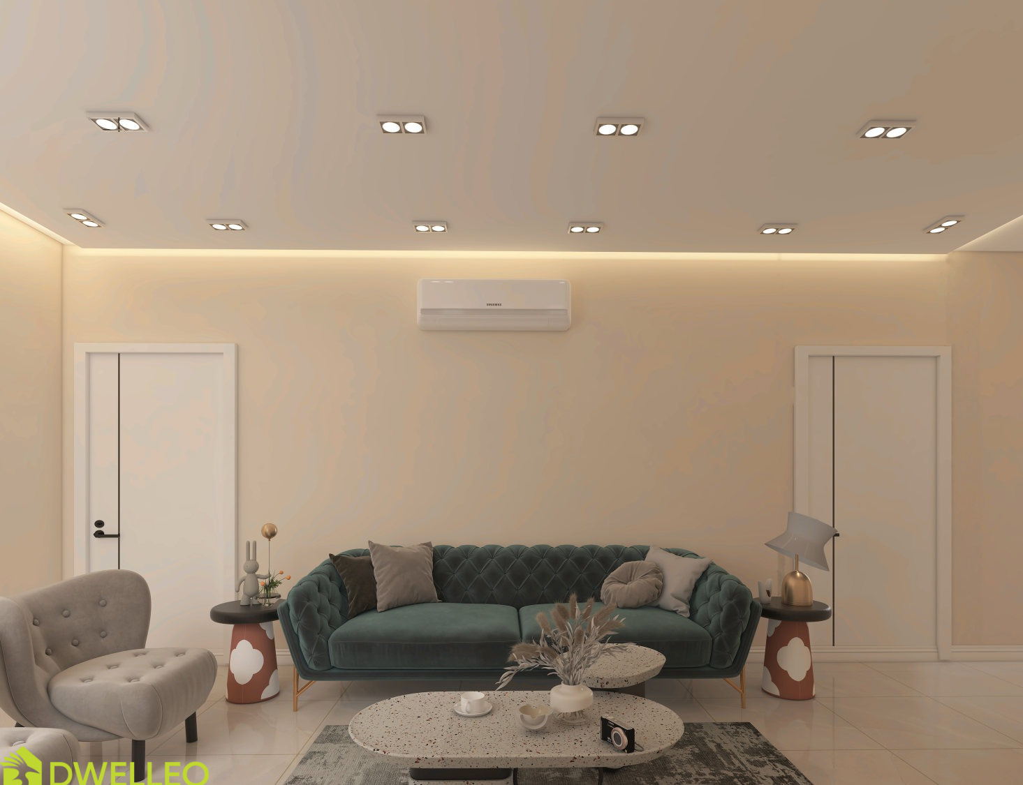 Genius Spatial Planning Spacious Family Living Room and Independent Kitchen